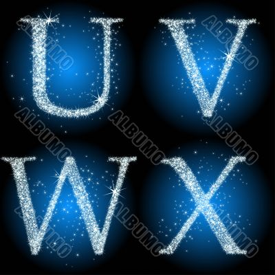  letter stars blue UVWX
