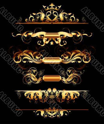 set of golden design elements