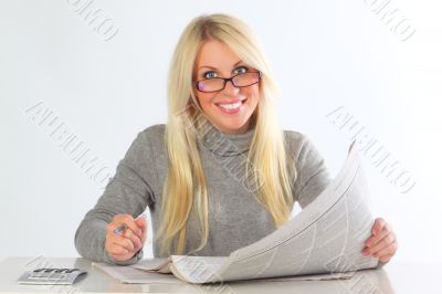 The business woman behind work