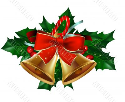 christmas bells with hollyberry
