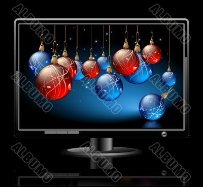  LCD panel with christmas balls