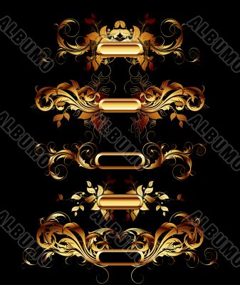 set of golden design elements