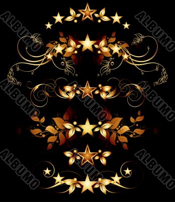 set of golden design elements