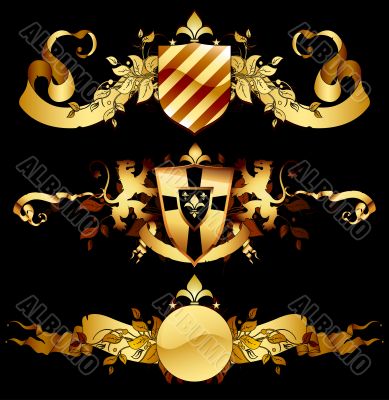 set of heraldic shields