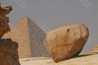 pyramid with a big stone