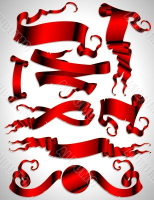 set of red ribbons