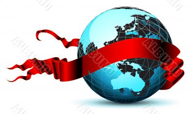 world with ribbon