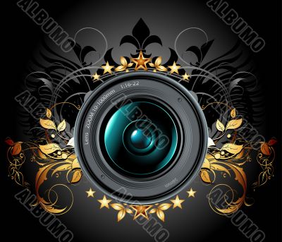 camera photo lens with ornamental elements