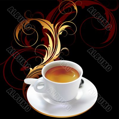 cup of coffee with ornamental elements