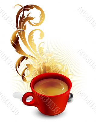 cup of coffee with ornamental elements