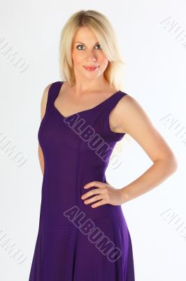 The girl in a dark blue dress