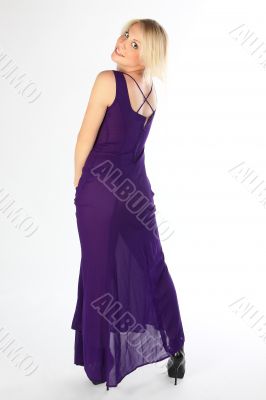 The girl in a dark blue dress