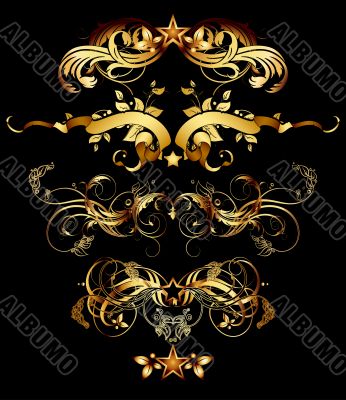 set of golden design elements