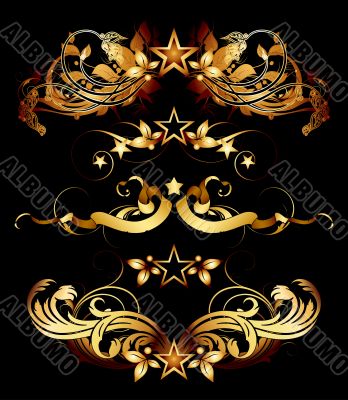 set of golden design elements