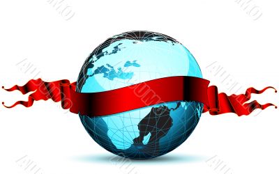 world with ribbon