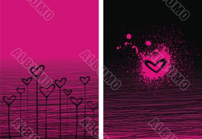 Black and pink hearts