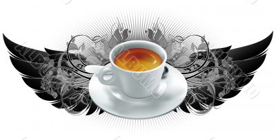 cup of coffee with heraldry elements