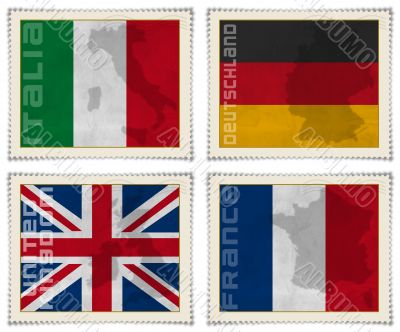 Europe stamps flags