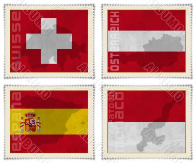 Europe stamps flags