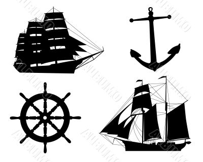 silhouettes of sailboats