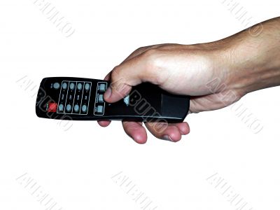 mano y control remoto home theater