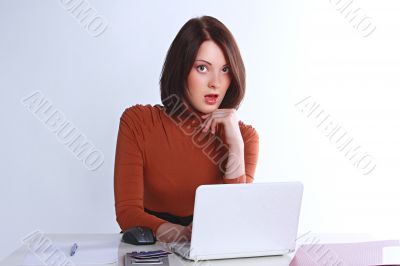 The business woman behind work