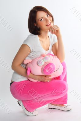 The girl with a soft toy