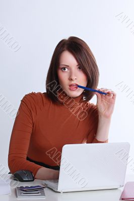 The business woman behind work