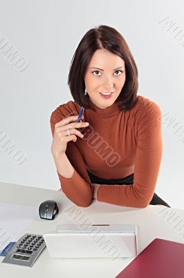 The business woman behind work