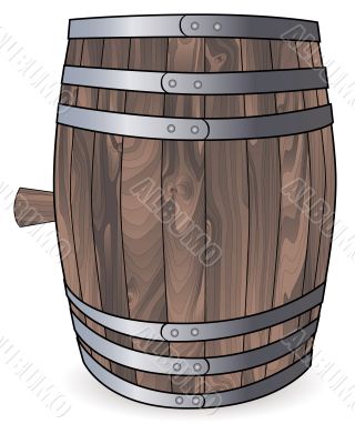 wooden barrel with metal hoops 