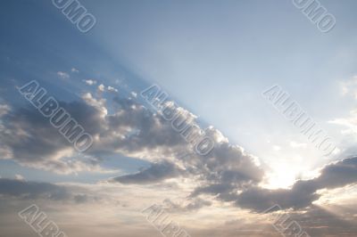 Sky, clouds, rays of light