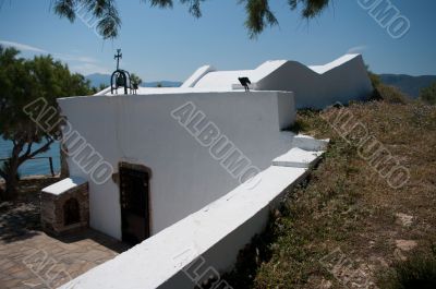 Mediterranean houses and streets. Church