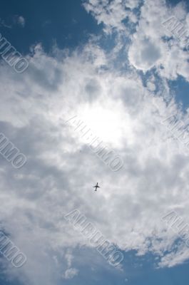 Aircraft in clouds.