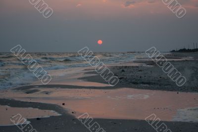 Sunset on beach.