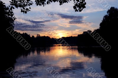 Sunset on the river Volga
