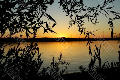 Sunset on the river Volga