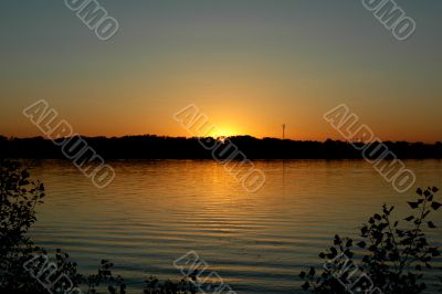 Sunset on the river Volga