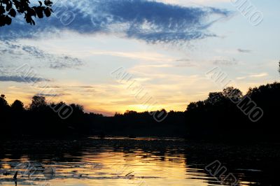 Sunset on the river Volga