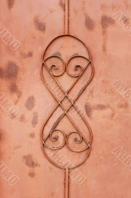 Fragment of metal painted fence