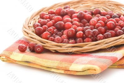 Cranberries in a wicker tray