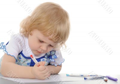 Little girl drawing