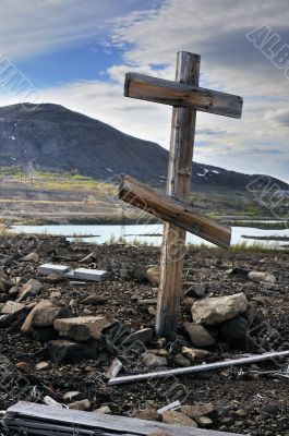 Cemetery - old wooden cross.