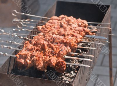 kebab of pork with onions