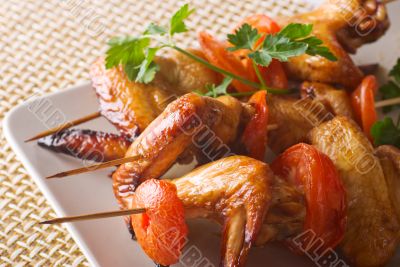 skewers of chicken wings