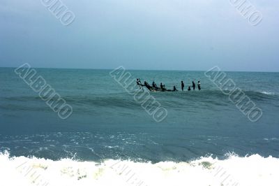 boat with the fishermen