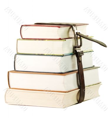 Stack of books on the white background