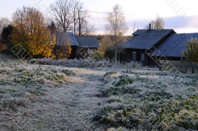 Russian Village After The First Frosty Night