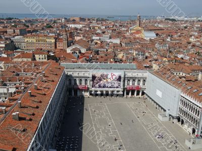 St Mark square aerial view in Venice