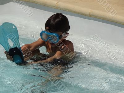 boy in a swimming pool