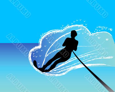 water-skier sliding on the water surface
